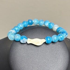 Fahlo Blue Stone Beaded The Glide Stretch Fetish Bird Bracelet